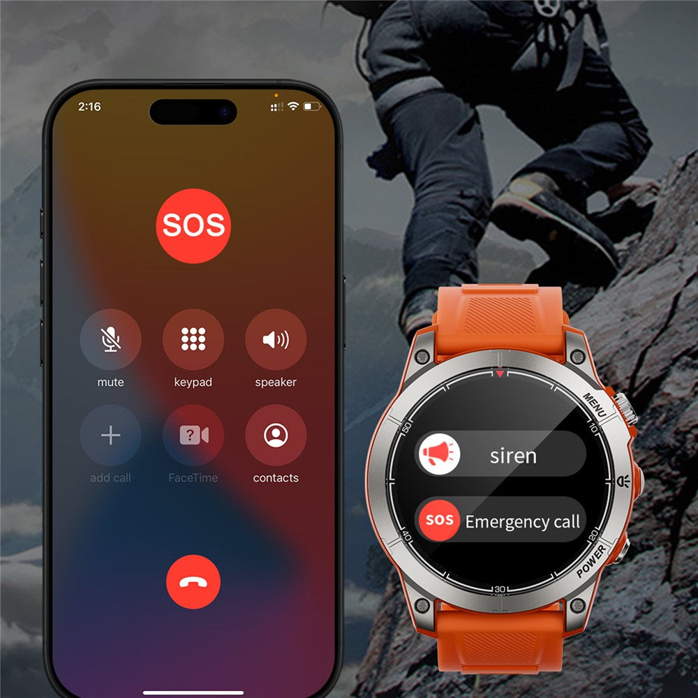 AW45 1.39 Inch Outdoor Sports Smart Watch Bluetooth-compatible Call Health Monitoring Watch with Compass LED Flashlight