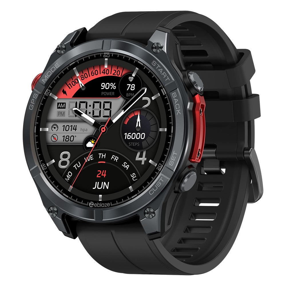 ZEBLAZE Stratos 4 1.43 Inch AMOLED Smart Watch GPS Tracking Sports Bracelet with Flashlight Health Monitoring for Outdoor Activities