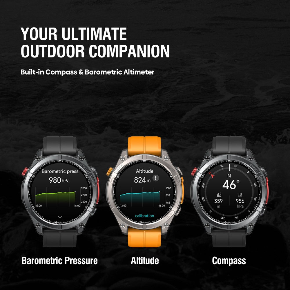 ZEBLAZE Stratos 4 1.43 Inch AMOLED Smart Watch GPS Tracking Sports Bracelet with Flashlight Health Monitoring for Outdoor Activities