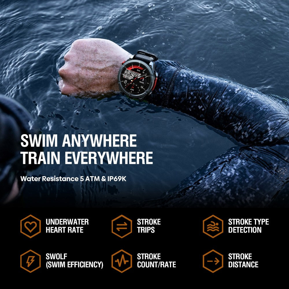 ZEBLAZE Stratos 4 1.43 Inch AMOLED Smart Watch GPS Tracking Sports Bracelet with Flashlight Health Monitoring for Outdoor Activities