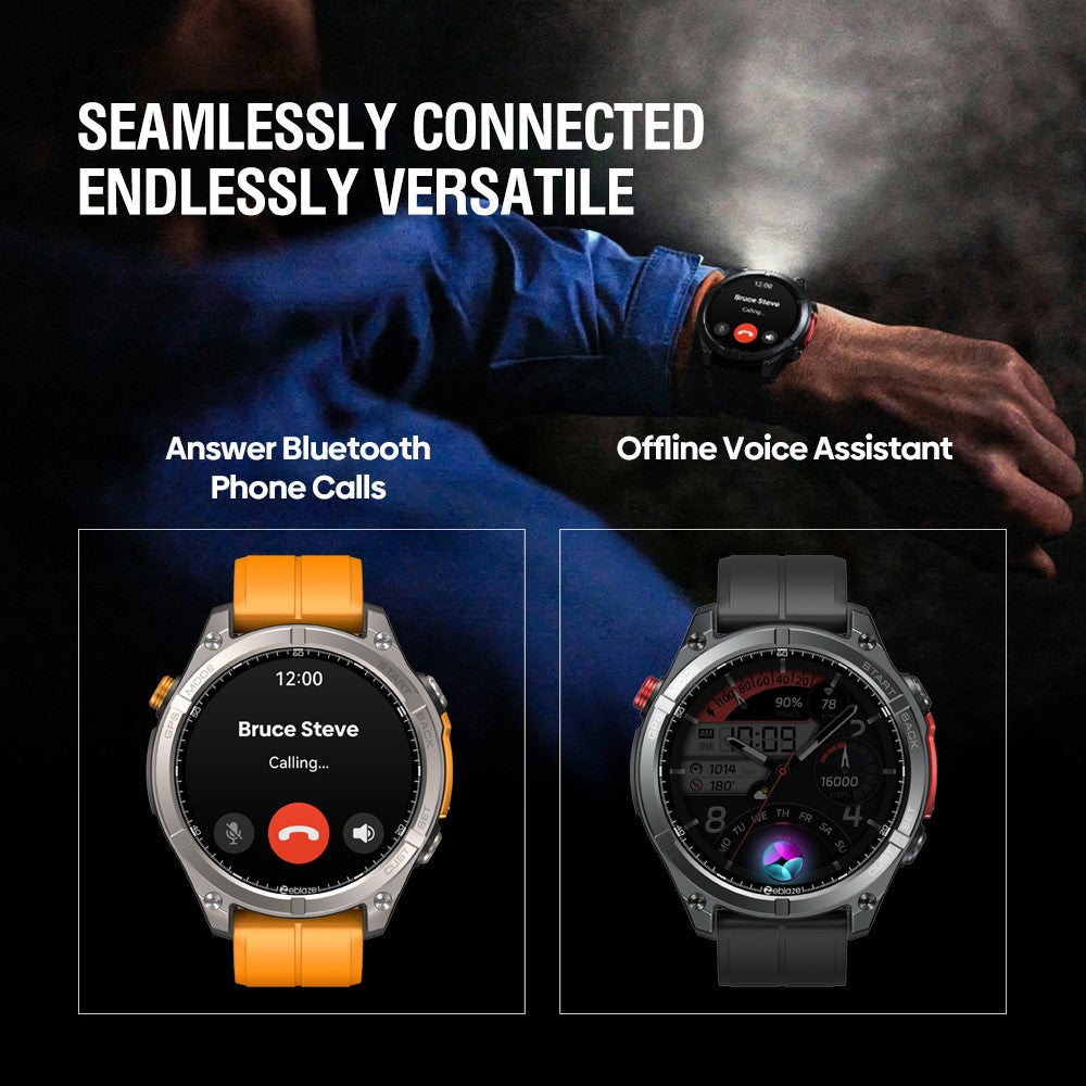ZEBLAZE Stratos 4 1.43 Inch AMOLED Smart Watch GPS Tracking Sports Bracelet with Flashlight Health Monitoring for Outdoor Activities