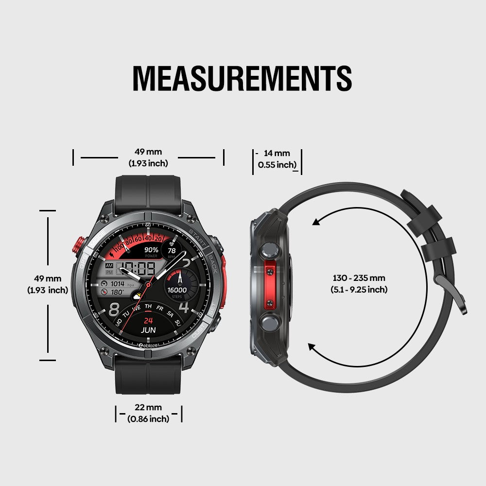 ZEBLAZE Stratos 4 1.43 Inch AMOLED Smart Watch GPS Tracking Sports Bracelet with Flashlight Health Monitoring for Outdoor Activities