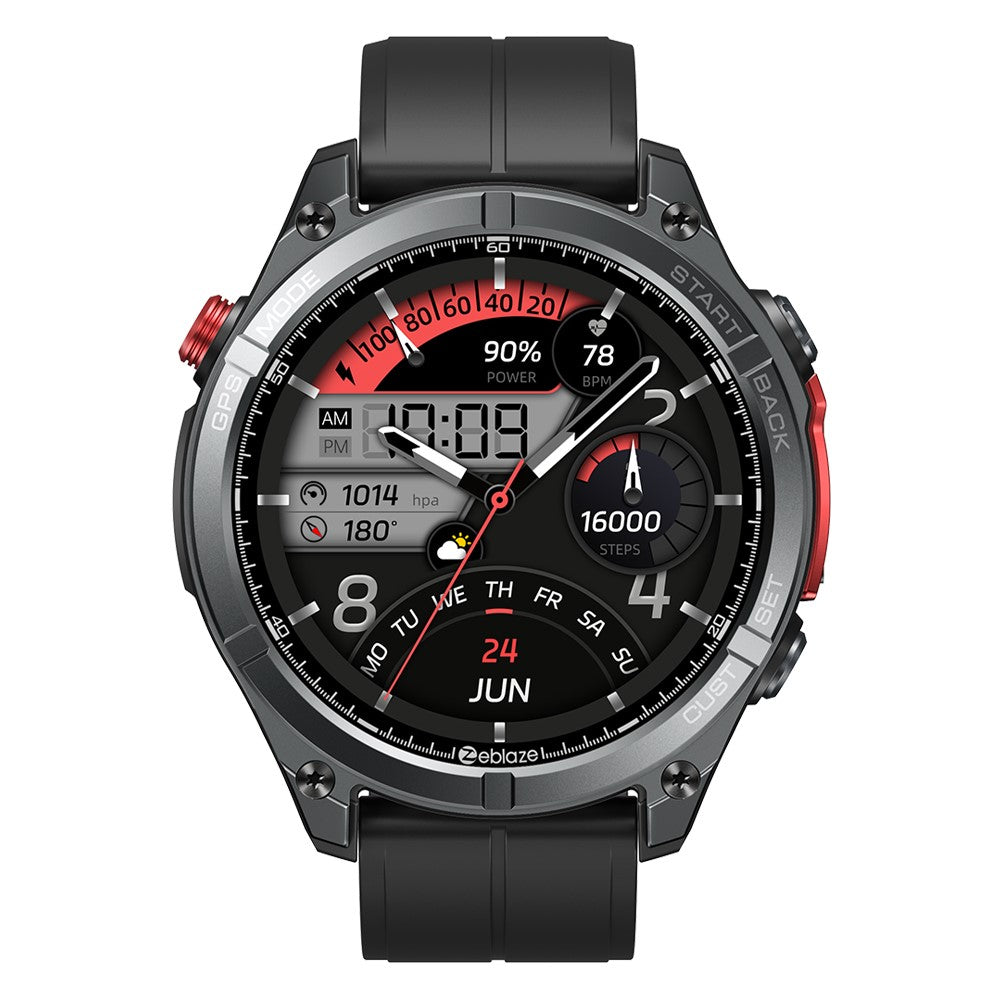 ZEBLAZE Stratos 4 1.43 Inch AMOLED Smart Watch GPS Tracking Sports Bracelet with Flashlight Health Monitoring for Outdoor Activities