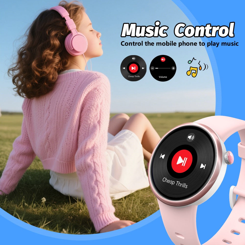 H39L For Kids Smart Watch 1.09 Inch Round AMOLED Screen Customizable UI Heart Rate Sleep Health Monitor