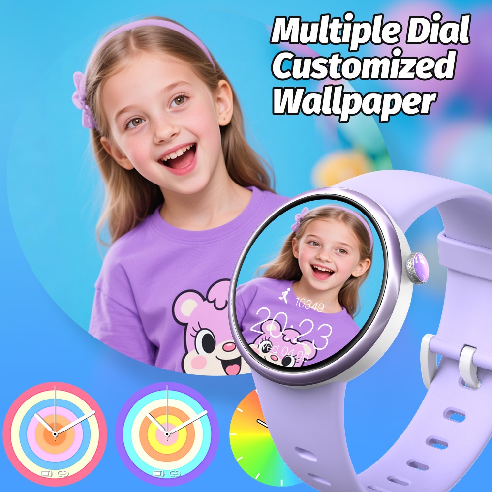 H39L For Kids Smart Watch 1.09 Inch Round AMOLED Screen Customizable UI Heart Rate Sleep Health Monitor