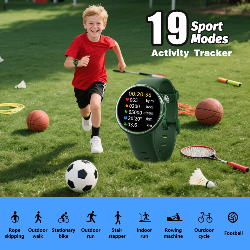 H39L For Kids Smart Watch 1.09 Inch Round AMOLED Screen Customizable UI Heart Rate Sleep Health Monitor