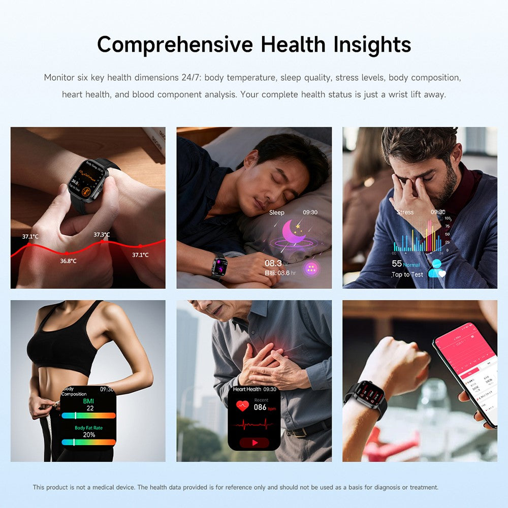 GE52 Smart Watch 1.88 Inch HD Screen ECG Heart Health Monitor Bluetooth-compatible Calling Fitness Tracker