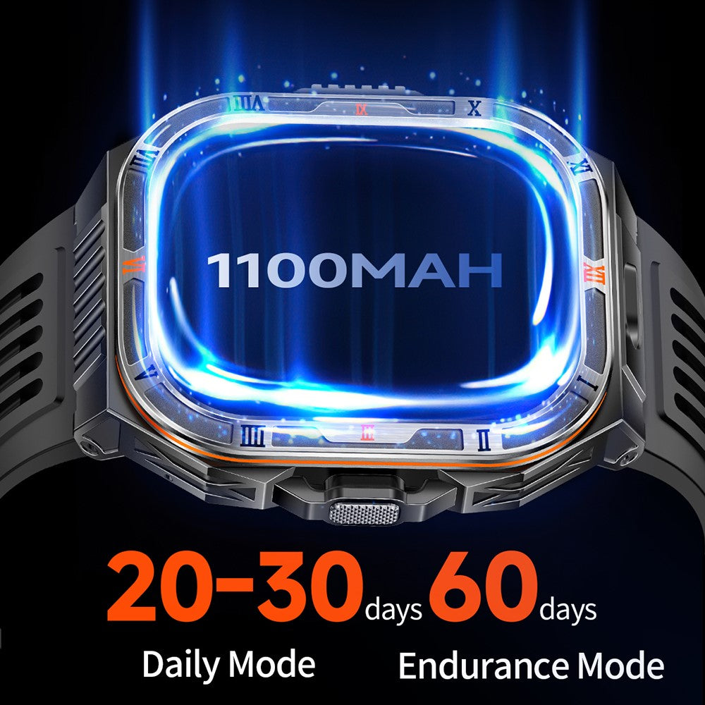HT38 2.01 Inch IPS Screen Smart Watch for Outdoor Sports IP68 Waterproof Health Monitor Bluetooth-compatible Calling Wristwatch