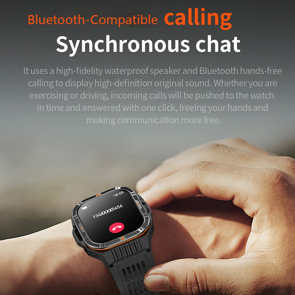 HT38 2.01 Inch IPS Screen Smart Watch for Outdoor Sports IP68 Waterproof Health Monitor Bluetooth-compatible Calling Wristwatch