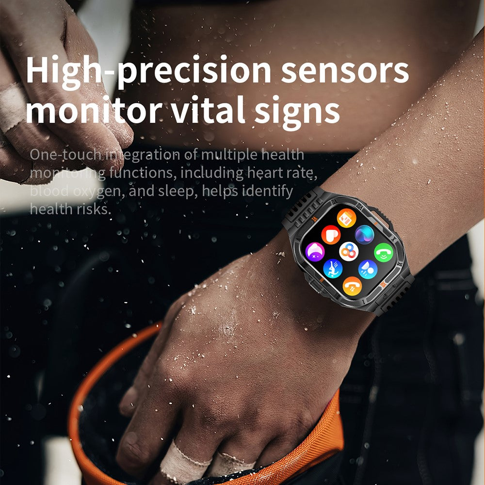 HT38 2.01 Inch IPS Screen Smart Watch for Outdoor Sports IP68 Waterproof Health Monitor Bluetooth-compatible Calling Wristwatch