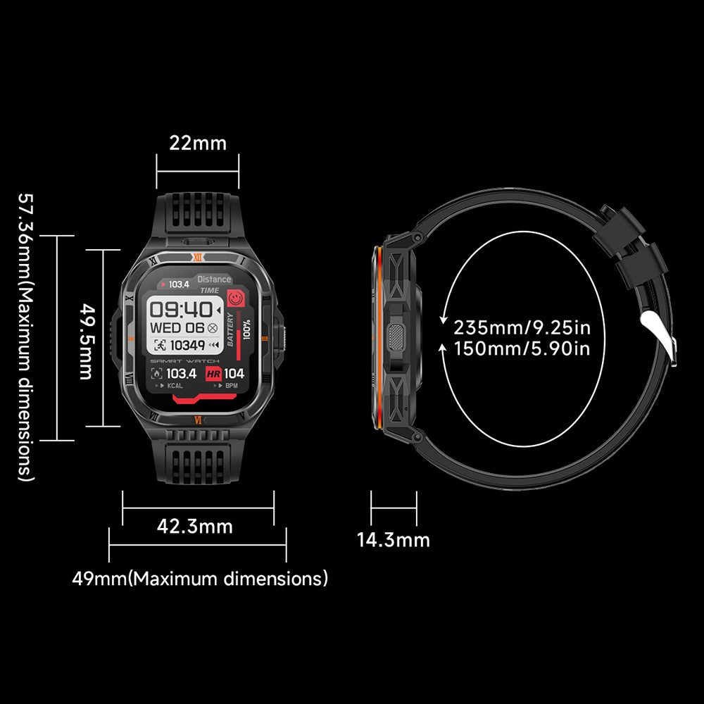 HT38 2.01 Inch IPS Screen Smart Watch for Outdoor Sports IP68 Waterproof Health Monitor Bluetooth-compatible Calling Wristwatch