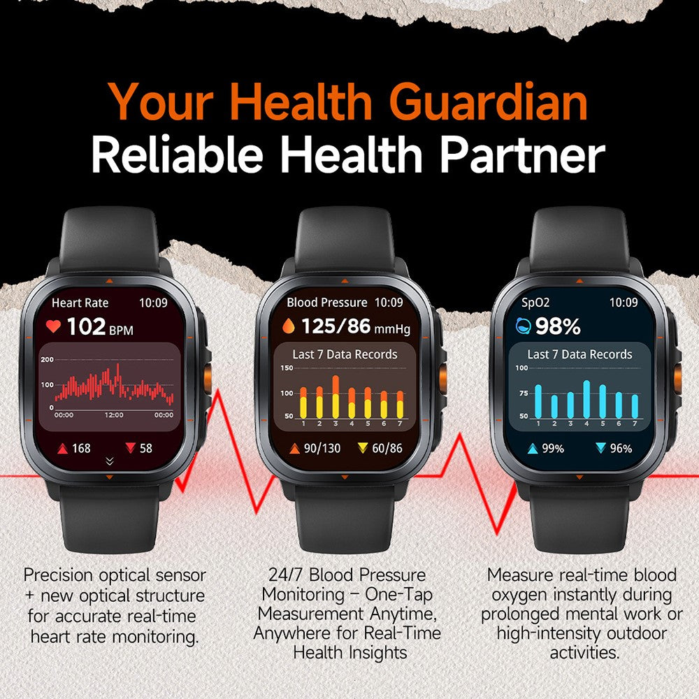 TS500 2.01 Inch IPS Screen Sports  Smartwatch Health Monitor Bluetooth-compatible Calling Wristwatch with Compass Altimeter Barometer
