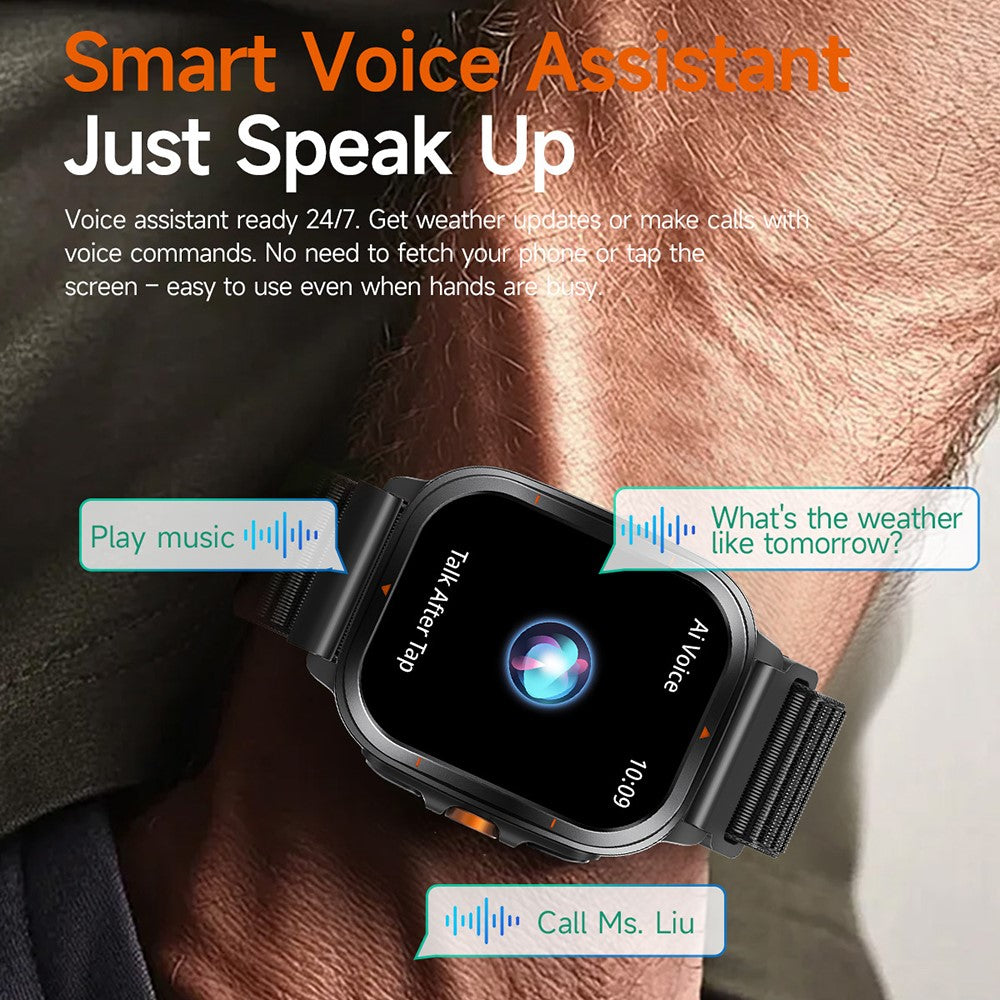 TS500 2.01 Inch IPS Screen Sports  Smartwatch Health Monitor Bluetooth-compatible Calling Wristwatch with Compass Altimeter Barometer