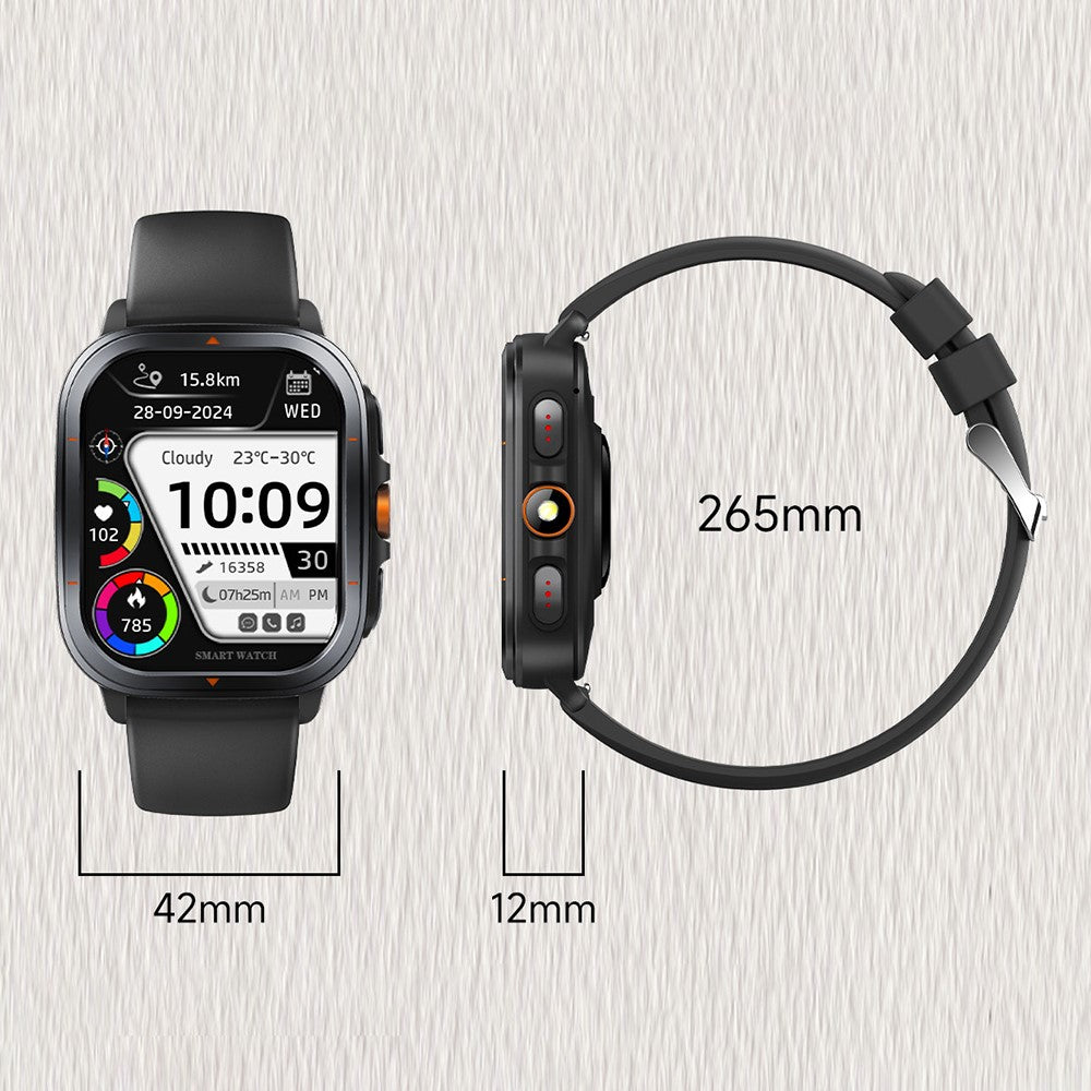 TS500 2.01 Inch IPS Screen Sports  Smartwatch Health Monitor Bluetooth-compatible Calling Wristwatch with Compass Altimeter Barometer