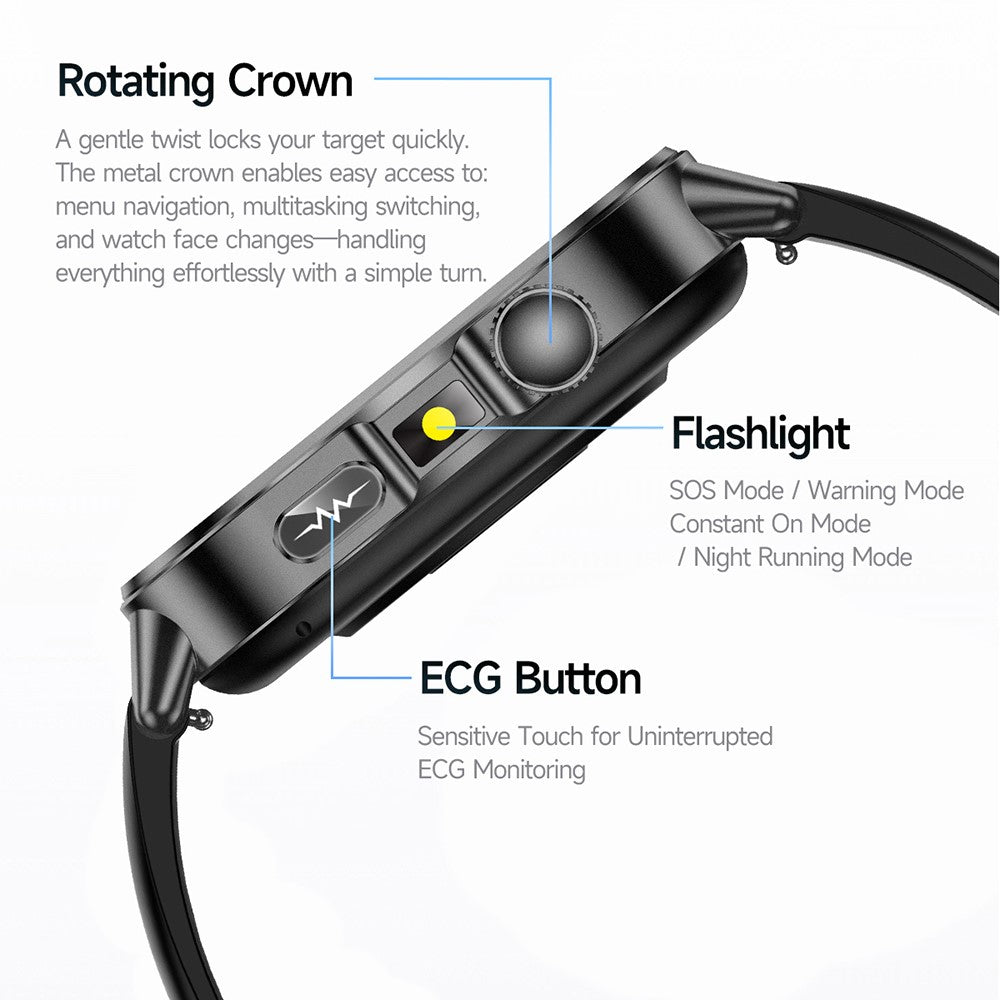 ET571 For Outdoor Sports 2.0 Inch Smart Watch ECG Blood Oxygen Monitor Bluetooth-compatible Calling Fitness Tracker