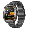 HT38 2.01 Inch IPS Screen Smart Watch for Outdoor Sports IP68 Waterproof Health Monitor Bluetooth-compatible Calling Wristwatch, Steel Strap