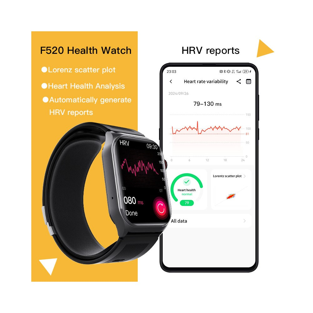 F520 Air Pump Blood Pressure Smart Watch Heart Rate Sleep Monitor Watch with SOS Fall Alarm Voice Broadcast