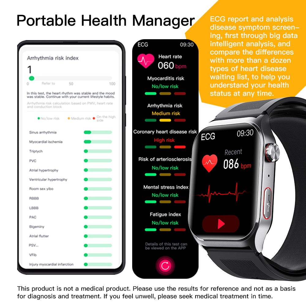 F520 Air Pump Blood Pressure Smart Watch Heart Rate Sleep Monitor Watch with SOS Fall Alarm Voice Broadcast