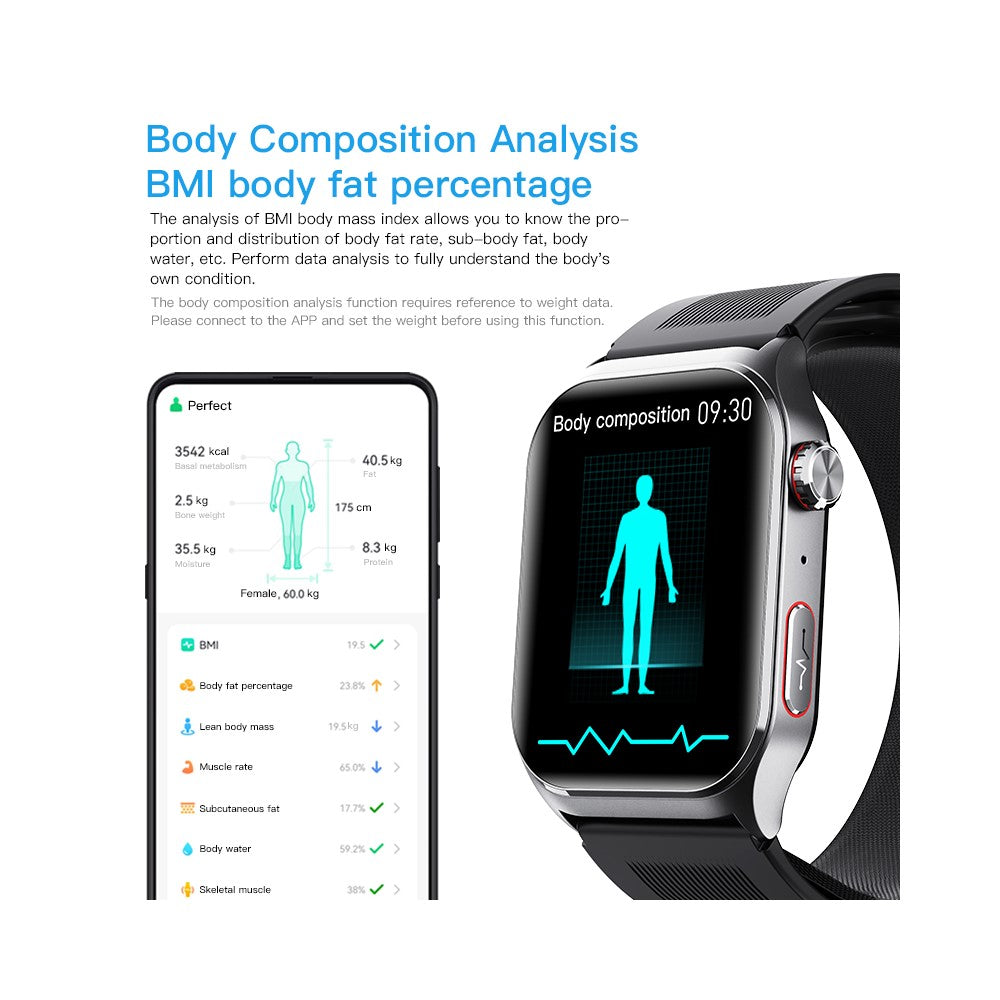 F520 Air Pump Blood Pressure Smart Watch Heart Rate Sleep Monitor Watch with SOS Fall Alarm Voice Broadcast