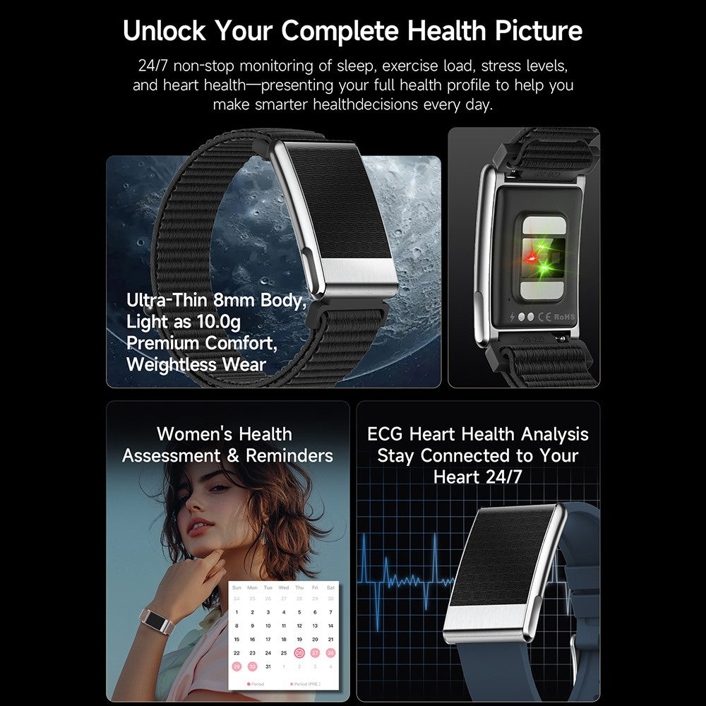 E900 Screenless Fitness Smart Watch ECG Heart Rate Monitor Blood Oxygen Tracker Sports Bracelet