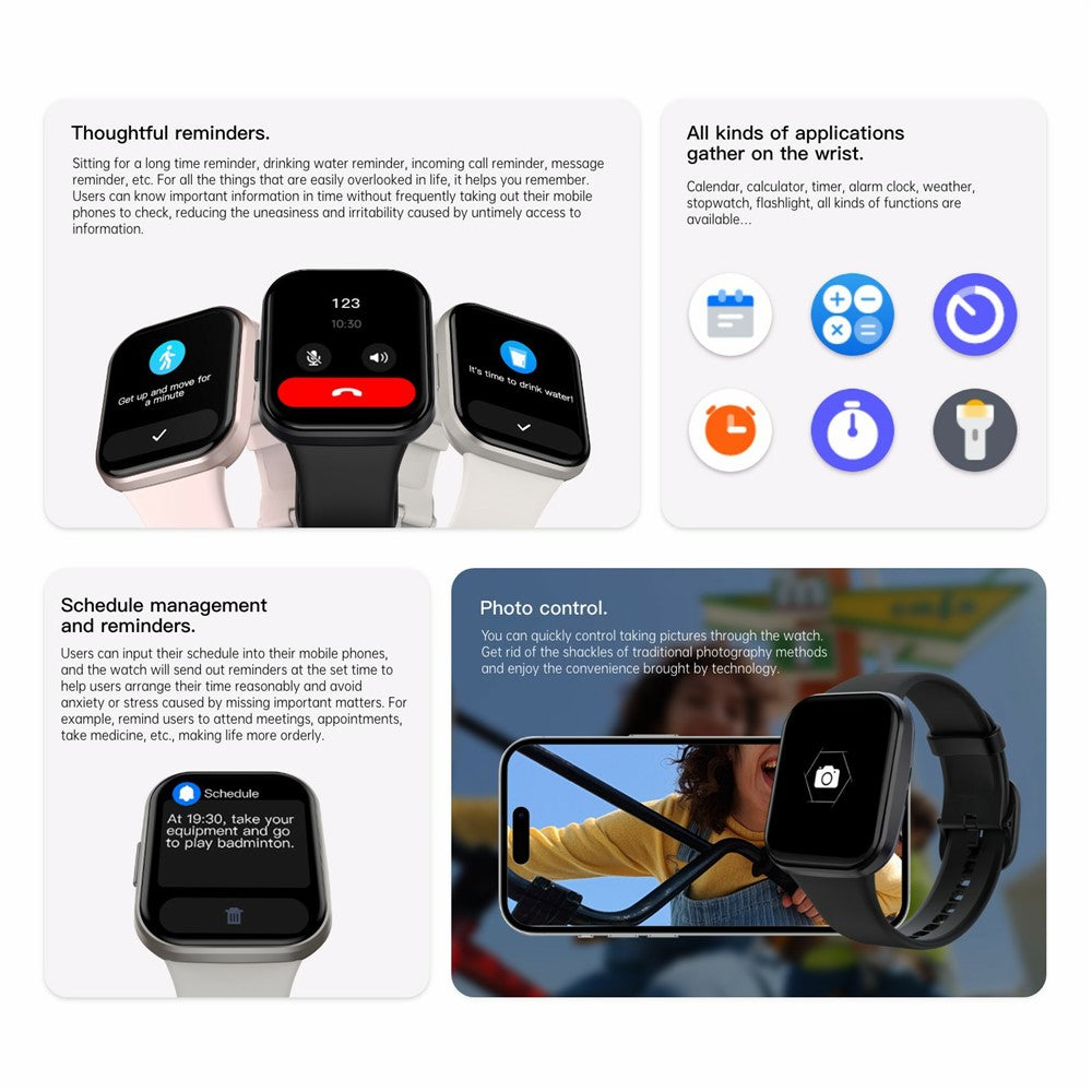 Q23Pro 1.83 Inch TFT Color Screen Bluetooth-compatible Smart Watch Health Monitor Fitness Tracker for Android / iOS