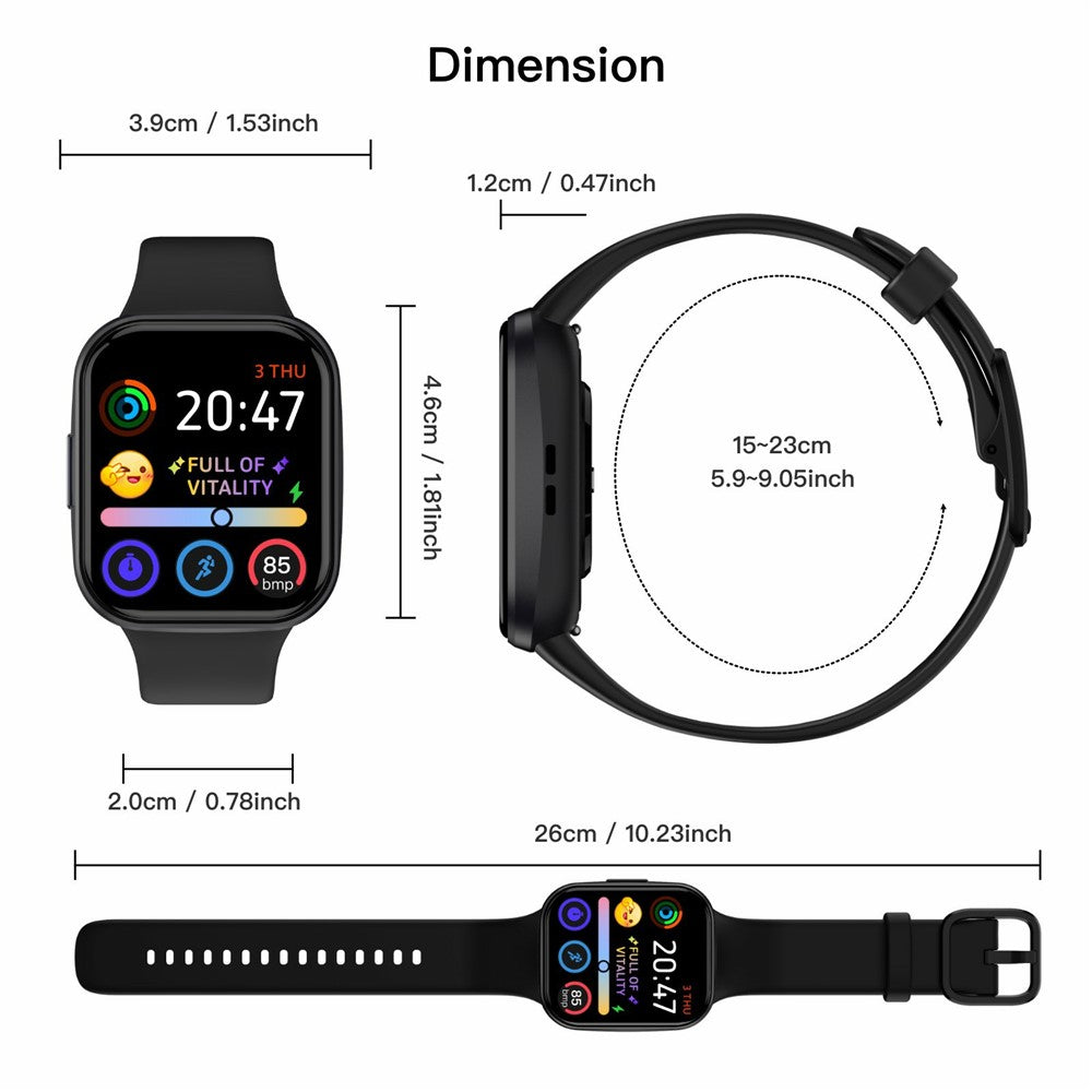 Q23Pro 1.83 Inch TFT Color Screen Bluetooth-compatible Smart Watch Health Monitor Fitness Tracker for Android / iOS