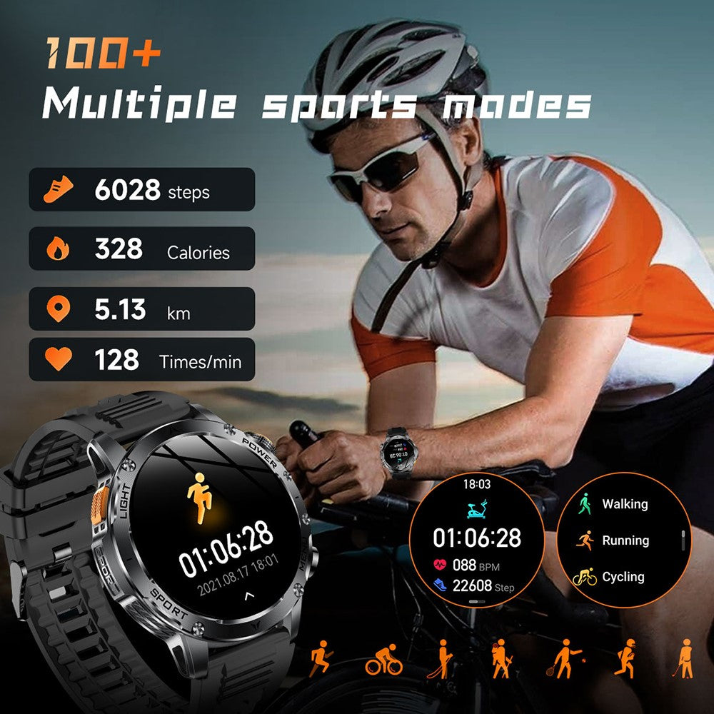 AK87 Smart Watch 1.7-inch HD Screen Outdoor Sports Bracelet with BT Calling, Health Monitoring