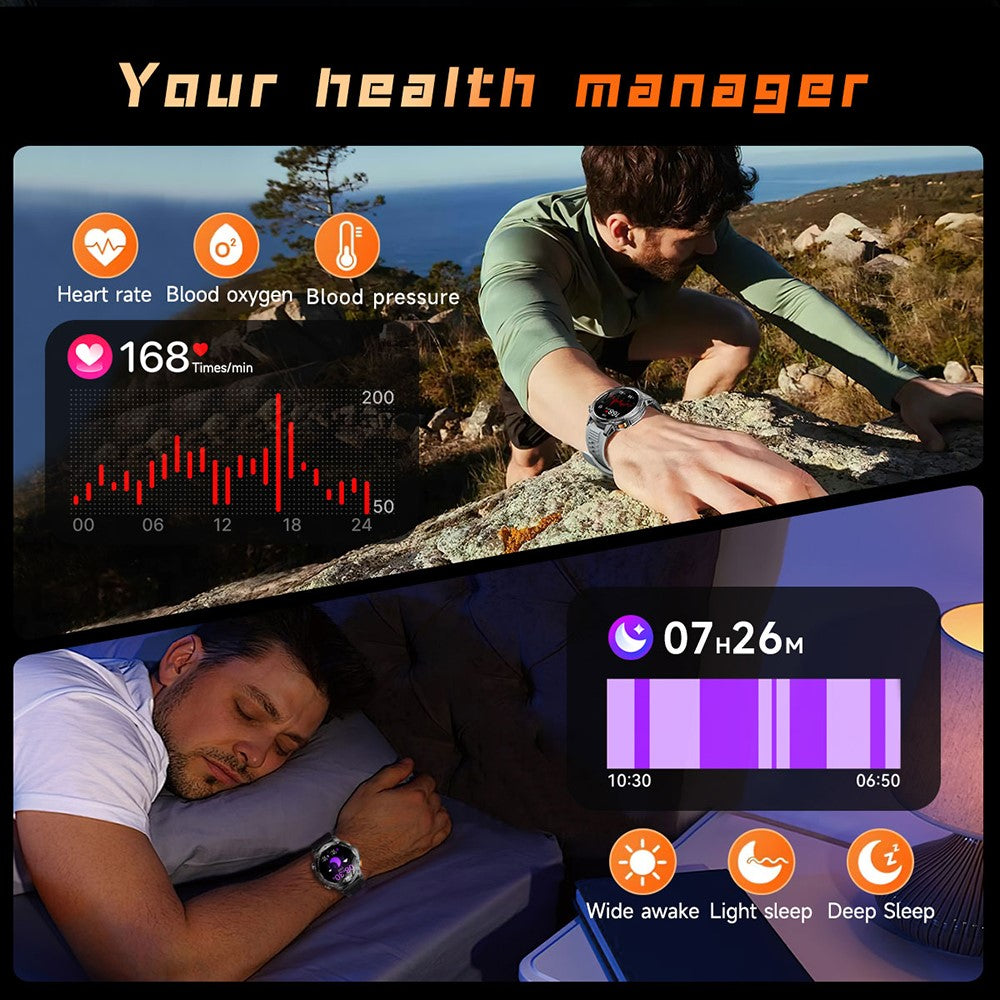 AK87 Smart Watch 1.7-inch HD Screen Outdoor Sports Bracelet with BT Calling, Health Monitoring