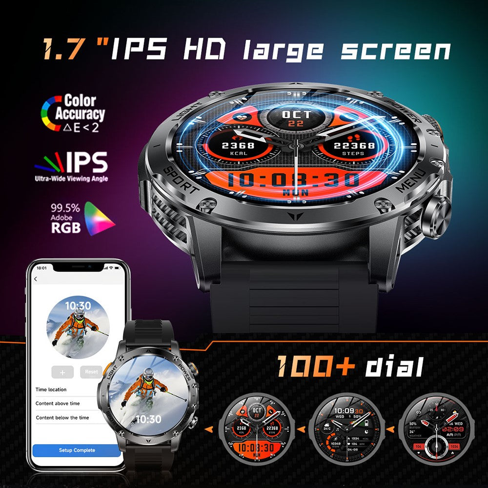 AK87 Smart Watch 1.7-inch HD Screen Outdoor Sports Bracelet with BT Calling, Health Monitoring
