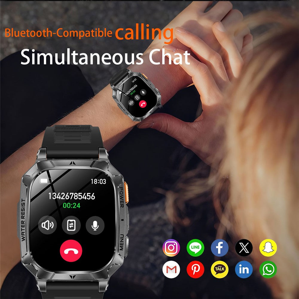 AK103 Smart Watch 2.01 Inch HD Screen Bluetooth-compatible Call 100+ Sports Modes Waterproof Fitness Tracker