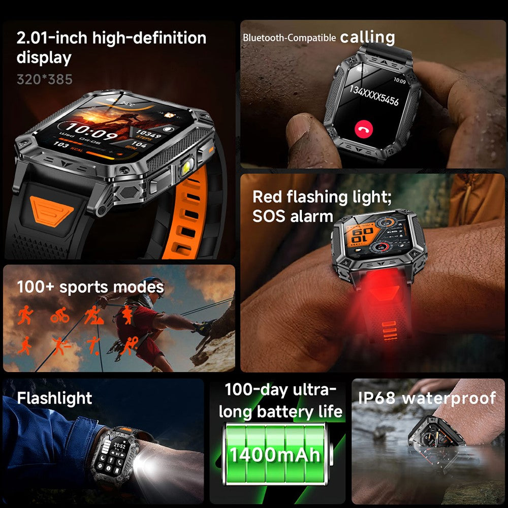 AK86 2.01 Inch HD Screen Smart Watch Heart Rate Blood Oxygen Monitor Bluetooth-compatible Calling Sports Wristwatch