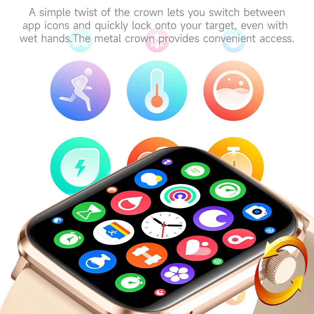 V82 Smart Watch 1.85 Inch AMOLED HD Display Fitness Health Bracelet with BT Calling, Silicone Strap