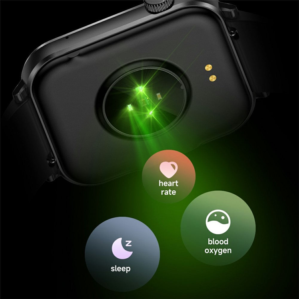 V82 Smart Watch 1.85 Inch AMOLED HD Display Fitness Health Bracelet with BT Calling, Silicone Strap
