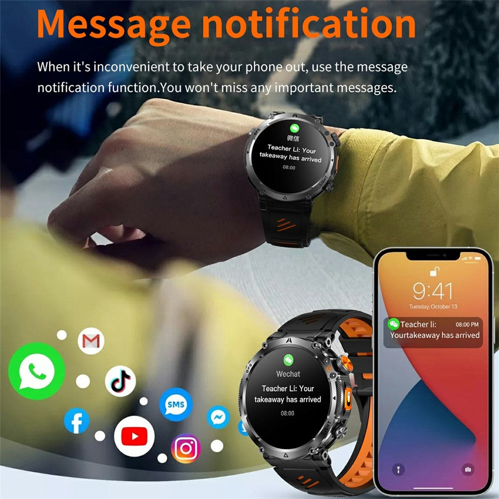 HT42 Smart Watch GPS Positioning Sports Band with BT Call Heart Rate Monitor Pedometer Flashlight Compass for Outdoor Activities