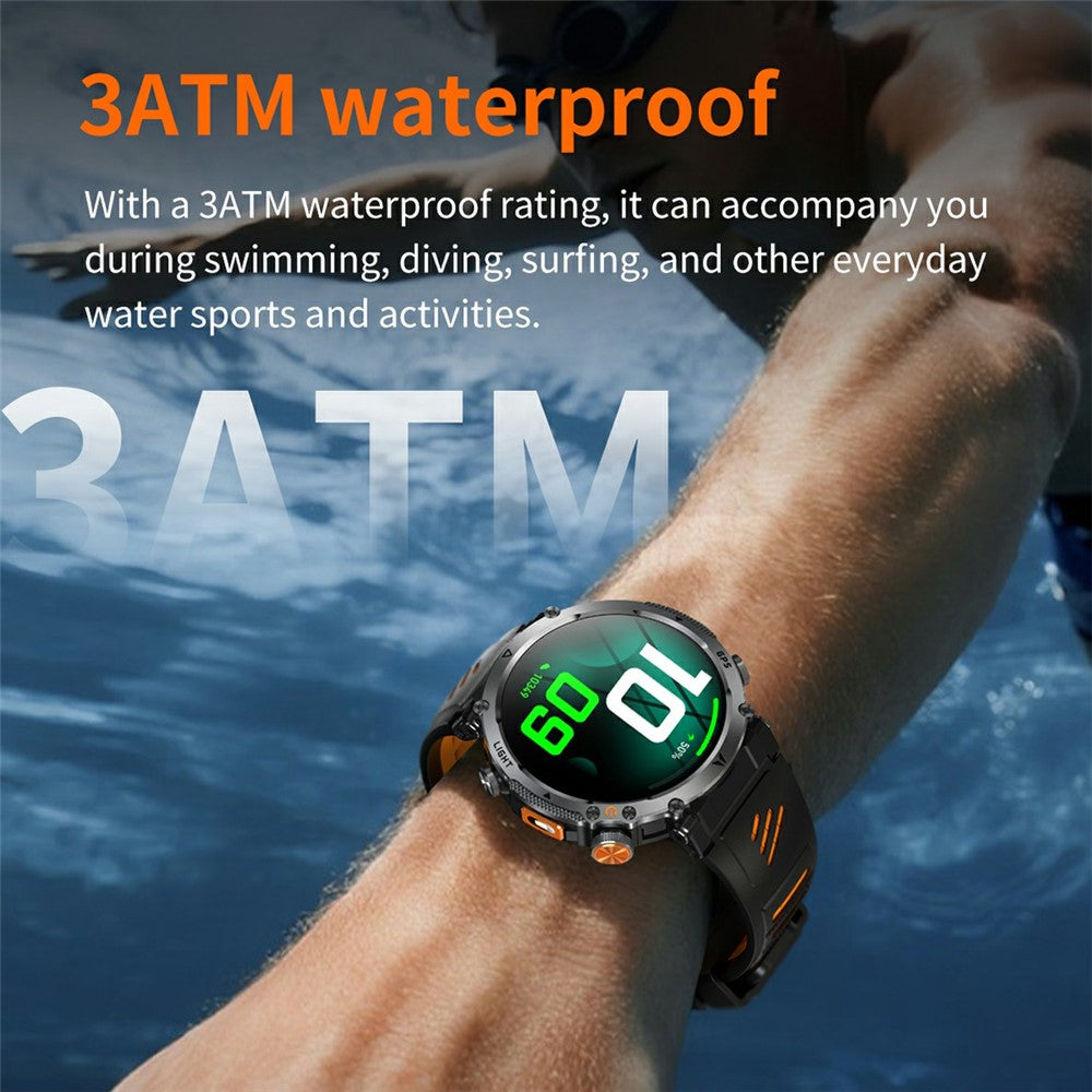 HT42 Smart Watch GPS Positioning Sports Band with BT Call Heart Rate Monitor Pedometer Flashlight Compass for Outdoor Activities