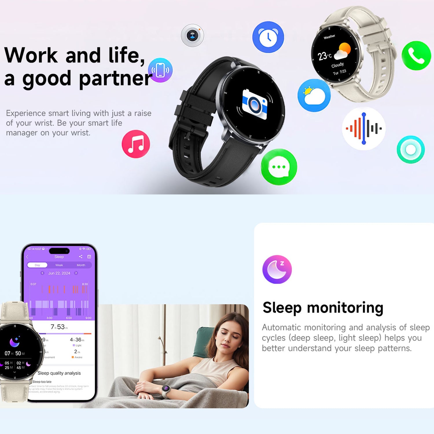 HT39 1.32 inch AMOLED Smart Watch BT Call Electric Band with Heart Rate Blood Pressure Monitoring