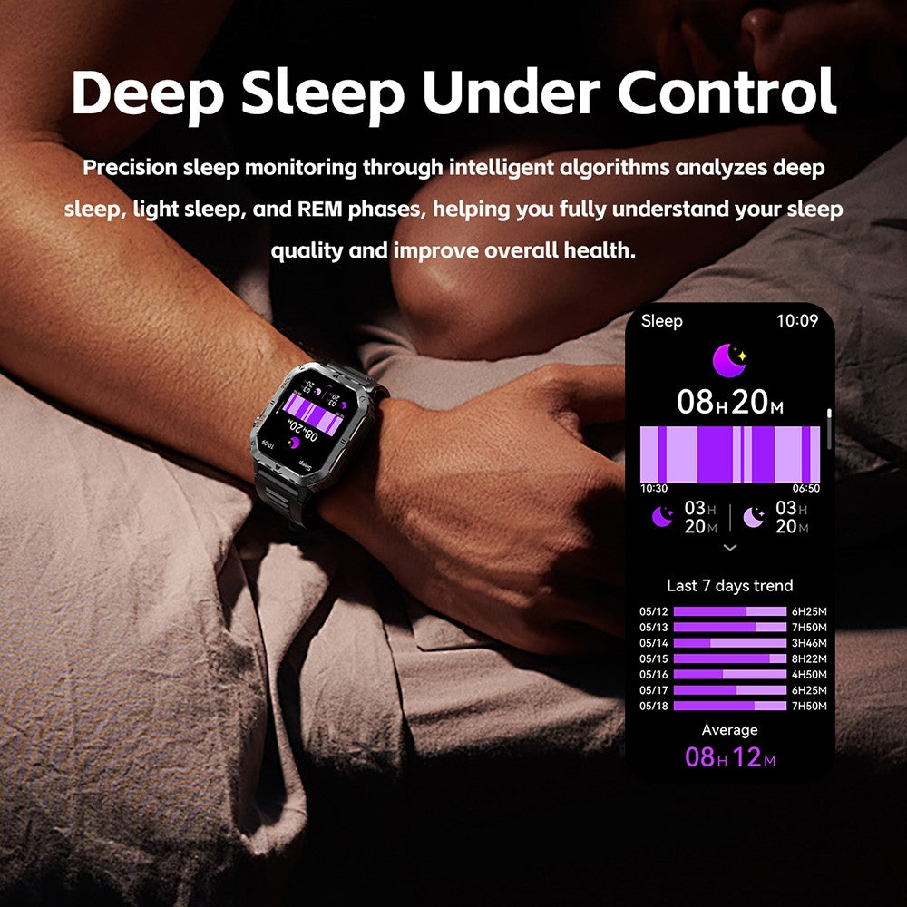 MT62 Outdoor Adventure Smart Watch IP68 Waterproof 2.01 Inch IPS Screen Fitness Tracker Built-in LED Flashlight