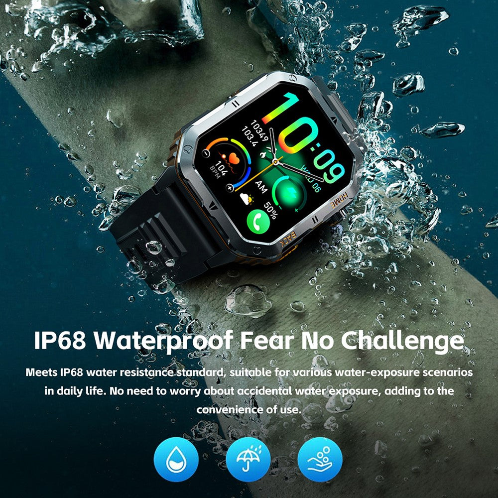 MT62 Outdoor Adventure Smart Watch IP68 Waterproof 2.01 Inch IPS Screen Fitness Tracker Built-in LED Flashlight