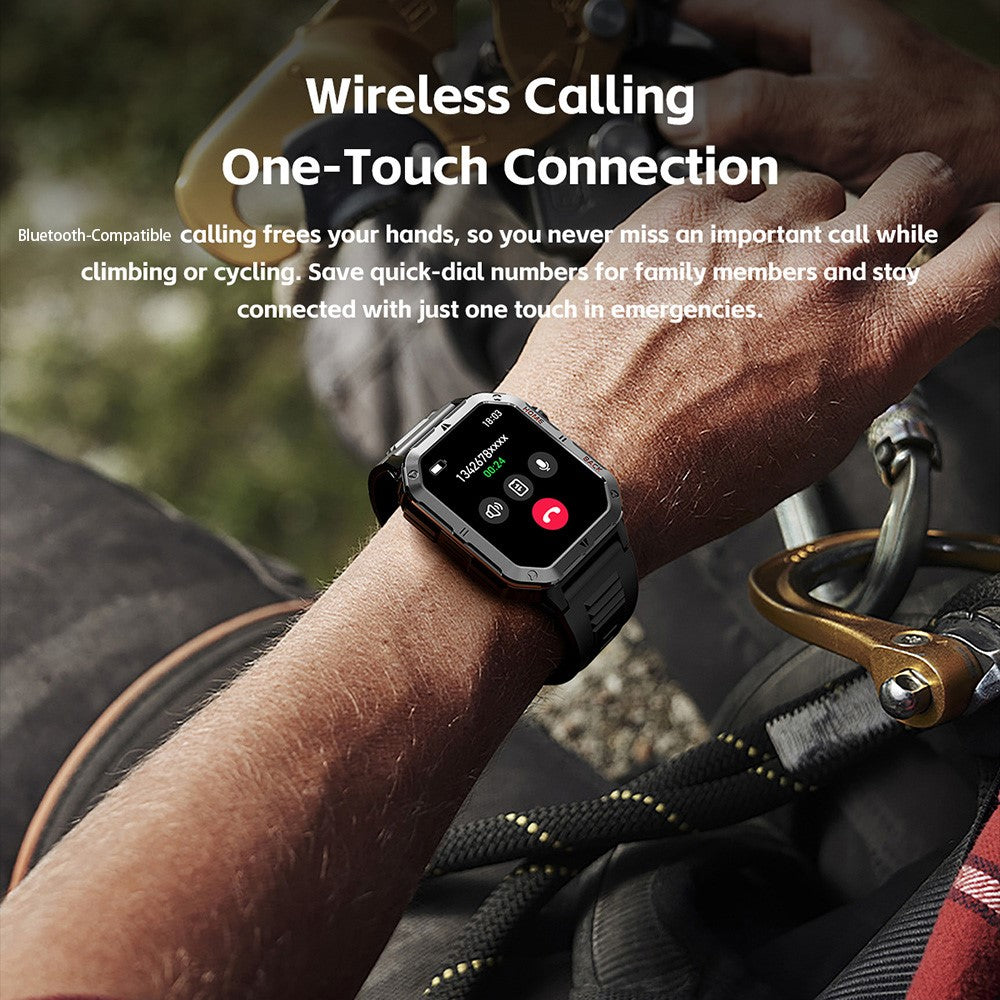 MT62 Outdoor Adventure Smart Watch IP68 Waterproof 2.01 Inch IPS Screen Fitness Tracker Built-in LED Flashlight