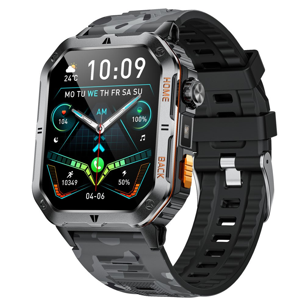 MT62 Outdoor Adventure Smart Watch IP68 Waterproof 2.01 Inch IPS Screen Fitness Tracker Built-in LED Flashlight