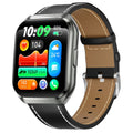 MT66 Leather Strap Smart Watch 1.83 Inch IPS Screen Fitness Tracker IP68 Waterproof Heart Rate Monitor