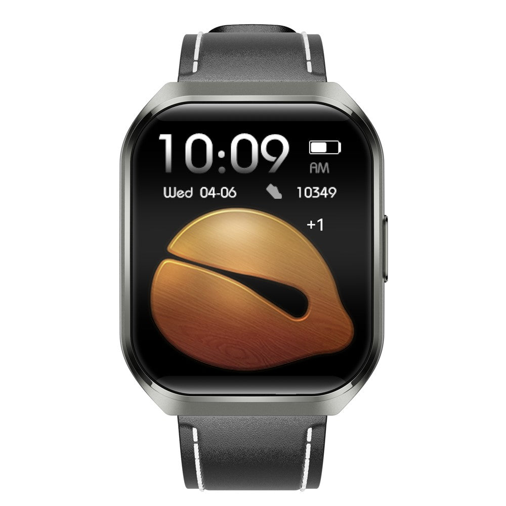 MT66 Leather Strap Smart Watch 1.83 Inch IPS Screen Fitness Tracker IP68 Waterproof Heart Rate Monitor