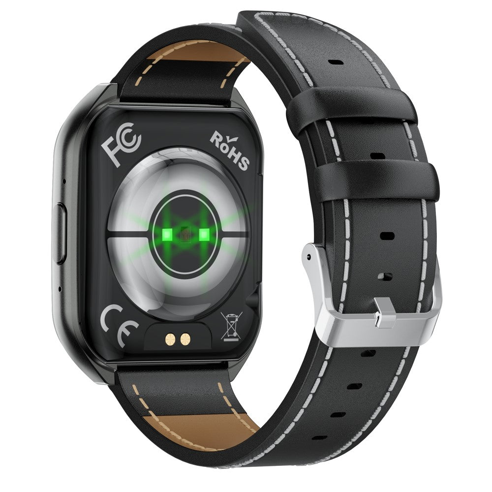 MT66 Leather Strap Smart Watch 1.83 Inch IPS Screen Fitness Tracker IP68 Waterproof Heart Rate Monitor