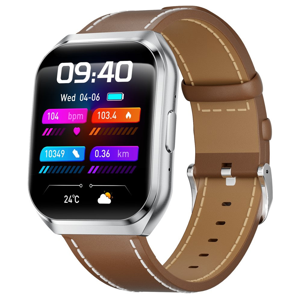 Fitness Smart Watch – 70+ Sport Modes, IP68, Leather Strap (MT66)