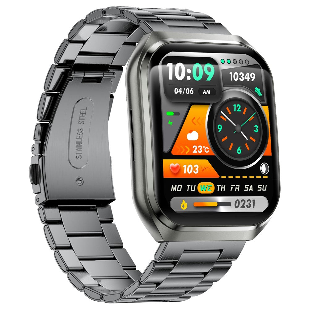MT66 Steel Strap Smart Watch 1.83 Inch IPS Screen Fitness Tracker IP68 Waterproof Heart Rate Monitor