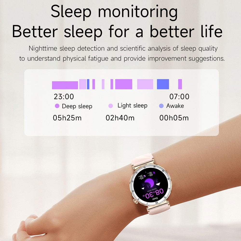 i222 1.19 Inch AMOLED Screen Smart Watch for Women Health Monitor Fitness Tracker Watch, Silicone Strap