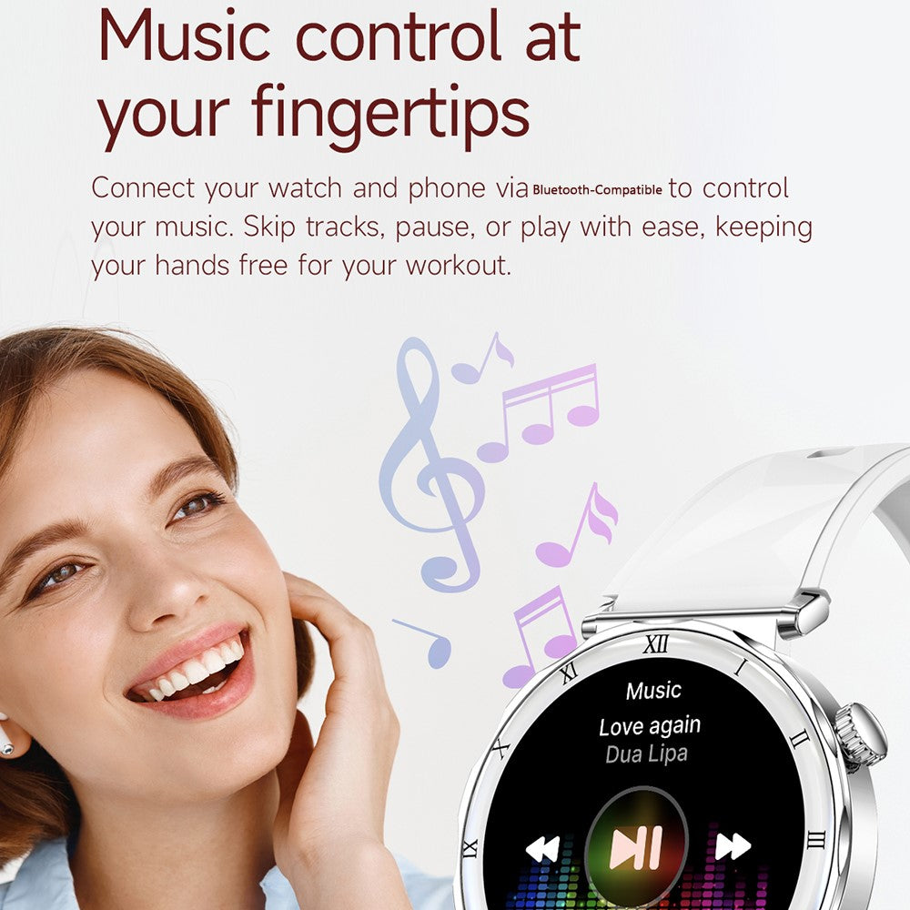 i222 1.19 Inch AMOLED Screen Smart Watch for Women Health Monitor Fitness Tracker Watch, Silicone Strap