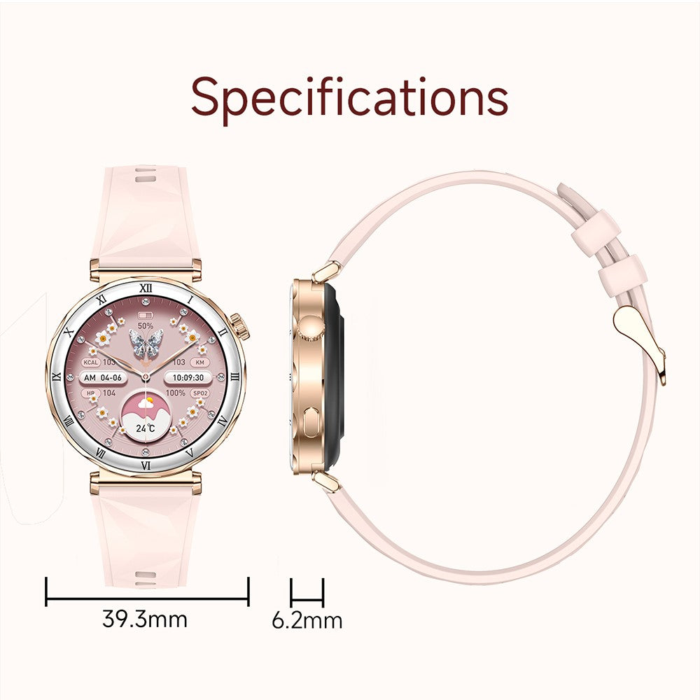i222 1.19 Inch AMOLED Screen Smart Watch for Women Health Monitor Fitness Tracker Watch, Silicone Strap
