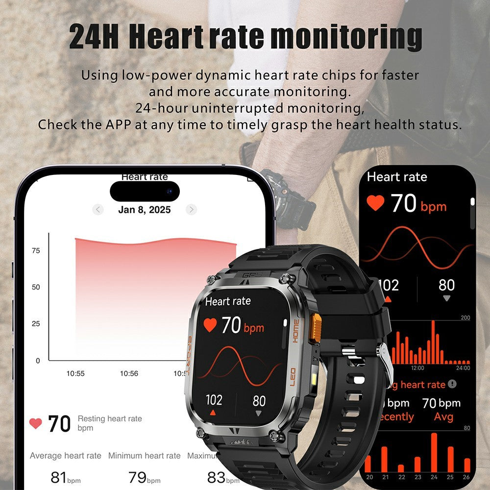 QX18 2.01 Inch Bluetooth-compatible Call Smart Watch IP68 Waterproof GPS Outdoor Sports Health Monitor