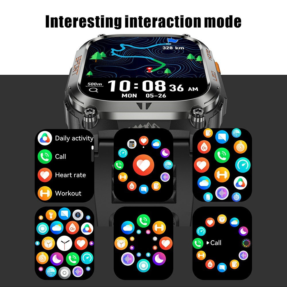 QX18 2.01 Inch Bluetooth-compatible Call Smart Watch IP68 Waterproof GPS Outdoor Sports Health Monitor